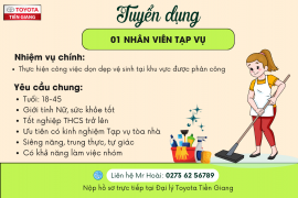 [GÓC TUYỂN DỤNG] TOYOTA TIỀN GIANG TUYỂN DỤNG TRONG THÁNG 09